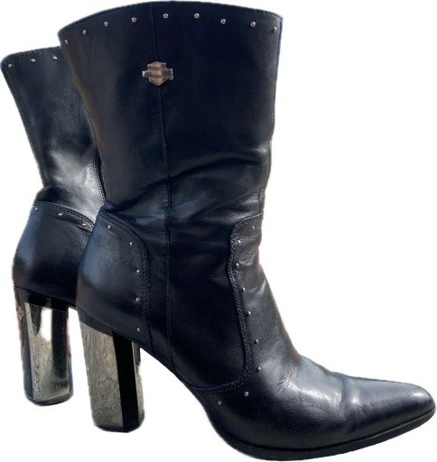 Damskie Buty Motocyklowe HARLEY DAVIDSON - Czarne Skórzane Rozmiar 39