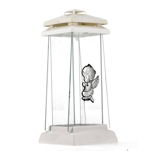 Znicz Zsz-2 mini trapez biały Aniołek srebrny 26cm