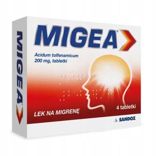 MIGEA kwas tolfenamowy 200 mg MIGRENA 4 tabletki