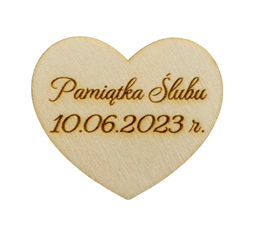 Serce z napisem pamiątka ślubu wesele data 10 cm