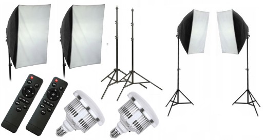 2x Softbox 50x70cm Lampa LED Zestaw Oświetlenie + PILOT 3200W Statywy 230cm