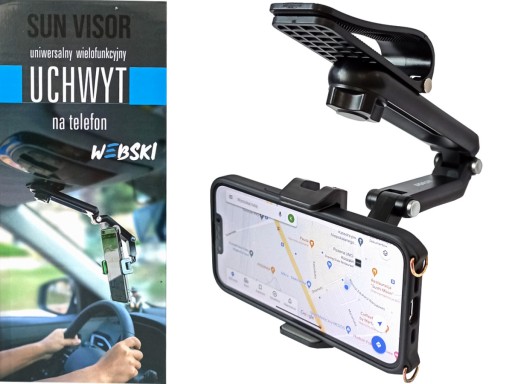Uchwyt do telefonu na osłonę przeciwsłoneczną