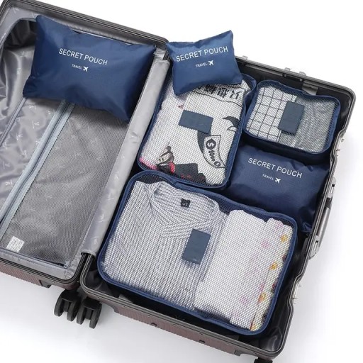Zestaw organizer x6 podróżny walizki, torby, szafy kolor ciemnoniebieski