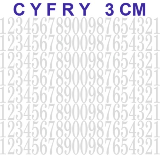 NAKLEJKI CYFRY, LICZBY 3 CM SREBRNE 160 sztuk