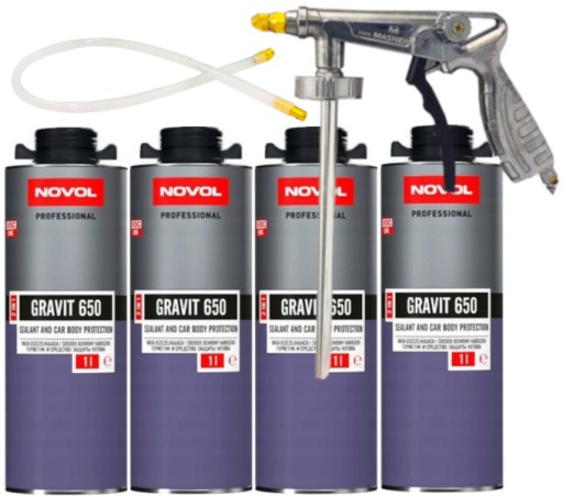 NOVOL GRAVIT 650 MASA ŚRODEK OCHRONY 2w1 CZARNY 4L + PISTOLET