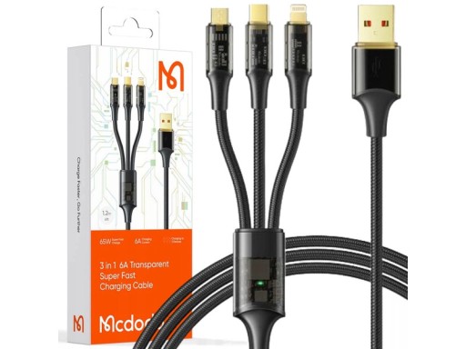 Kabel USB - USB-C-Lightning-Micro MCDODO 1.2 m