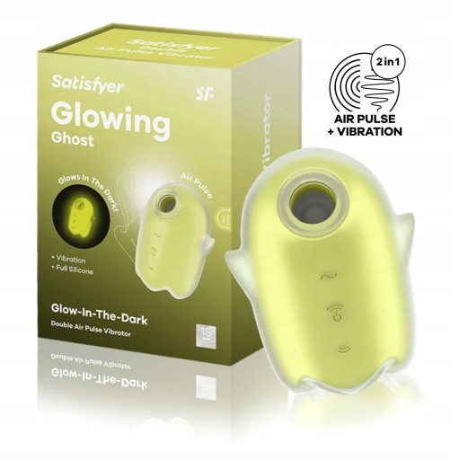 SATISFYER GLOWING GHOST MASAŻER ŁECHTACZKI WIBRACJE ŚWIECĄCY W CIEMNOŚCI
