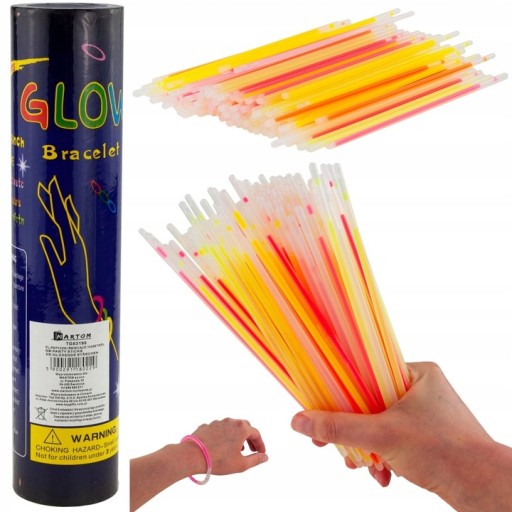 BRANSOLETKI FLUORESCENCYJNE XXL 100 SZT. ŚWIECĄCE