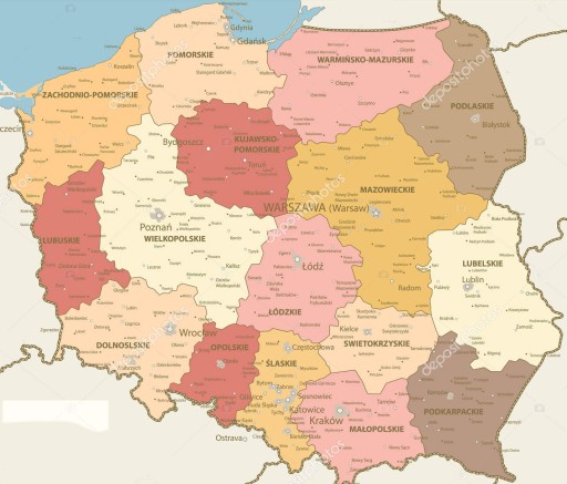 Mapa obraz korkowy Polski - 60x60cm - dużo wzorów