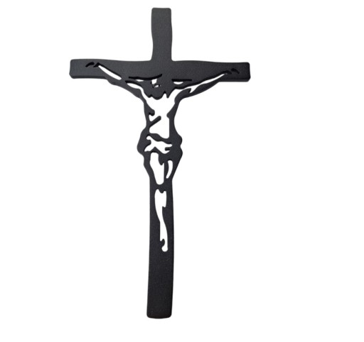 Krzyż Na Ścianę Aluminiowy Czarny 30,5cm