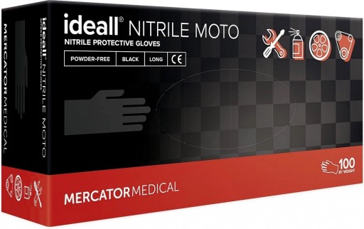 IDEALL NITRILE MOTO RĘKAWICE nitrylowe CZARNE XL
