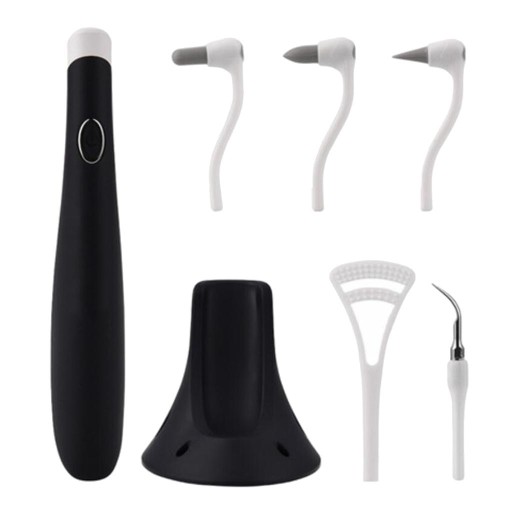 LED Oral Clean Irrigator Tooth Tartar Remover Black (Tooth Clear+five Head)