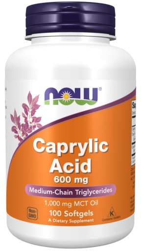 Kwas Kaprylowy NOW GRZYBICA DROŻDŻAKI 100 softgels