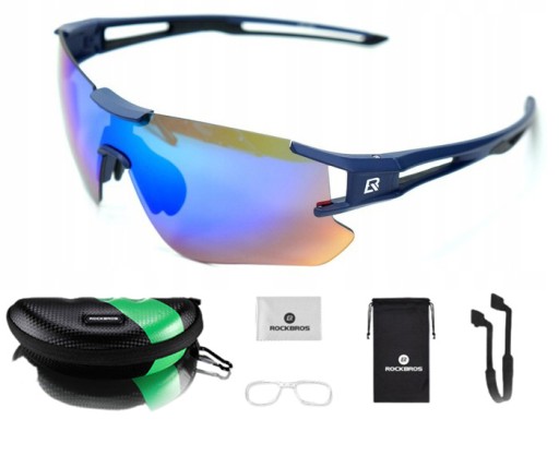 Okulary rowerowe z polaryzacją 5 wymiennych szkieł pasek ROCKBROS 10002