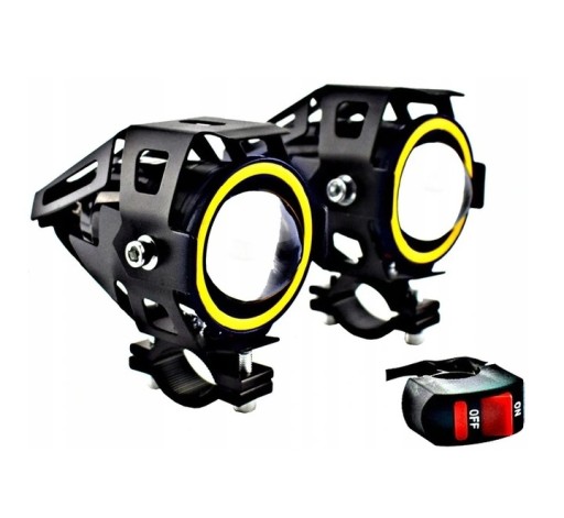 2x HALOGENOWA LAMPA MOTOCYKLOWA ODBLASKOWA PIERŚCIEŃ LED