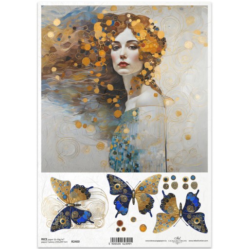 Papier ryżowy A4 4w1 motyle, kobieta, twarz do decoupage, scrapbooking