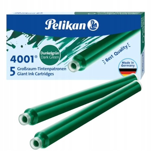 Naboje atramentowe długie - Pelikan - op. 5 szt. - CIEMNOZIELONE