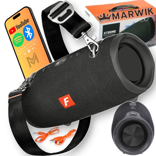 MOCNY GŁOŚNIK MOBILNY BEZPRZEWODOWY BLUETOOTH Z RADIO BASS PASKIEM NA RAMIE