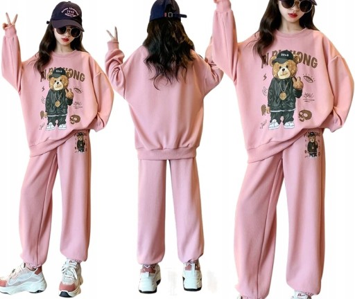 BLUZA DZIEWCZĘCY SPODNIE DRES KOMPLET Wygodny