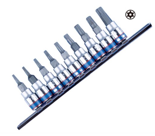 Nasadki 1/4 TORX Z OTWOREM 9szt T8-T40 KING TONY