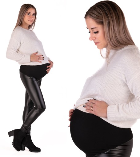 Legginsy ciążowe Eko Skórka czarne BENSINI rozm. 40