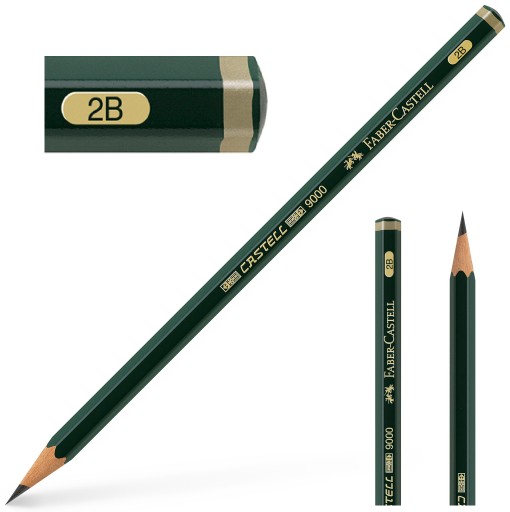 FABER CASTELL Ołówek drewniany grafitowy do szkicowania rysunku 9000 2B