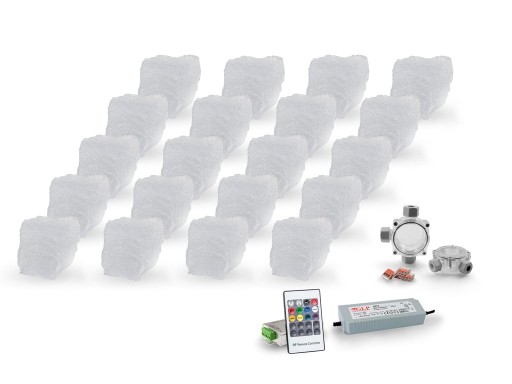 20x Świecąca Kostka Brukowa LED Granit 8x9x6 RGB