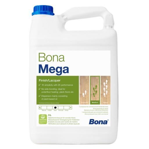 BONA MEGA - MATOWY LAKIER DO PODŁÓG DREWNIANYCH - JEDNOSKŁADNIKOWY - 5L