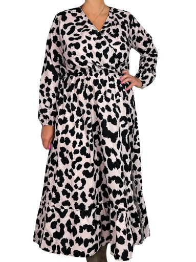 Sukienka ADELE Panterka Beż Plus Size 42 44 46