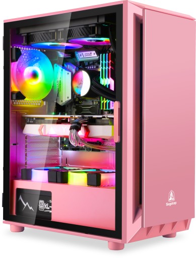 RÓŻOWA OBUDOWA ATX USB 3.0 SZKŁO NA ZAWIASACH PIWNICA GAMINGOWA PRZEWIEWNA