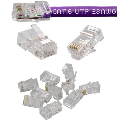 WTYK RJ45 KAT.6 UTP 8P8C WTYCZKI INTERNETOWE POZŁACANE 10SZT.