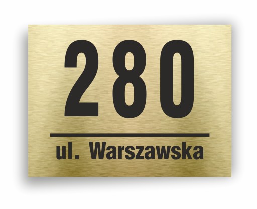 Złota Tabliczka ADRESOWA Numer DOMU 40x30 cm aluminium Numer DOMU