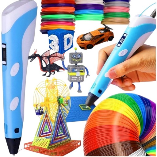 ZESTAW XXL MAGICZNY DŁUGOPIS 3D DLA DZIECI DRUKARKA 310m WKŁADY MATA GRATIS