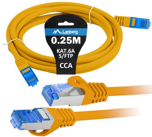 KABEL SIECIOWY LAN SKRĘTKA DO INTERNETU ETHERNET KAT 6A SFTP 0.25M POMARAŃC