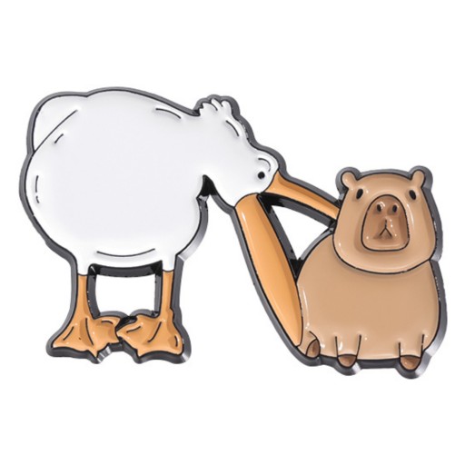 Metalowa Przypinka Kapibara I Pelikan Capybara Pelican Pin