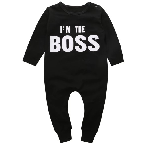 Pajacyk dla chłopca BOSS rampers czarny dres 68 74 80 86 modny SYNEK 24h