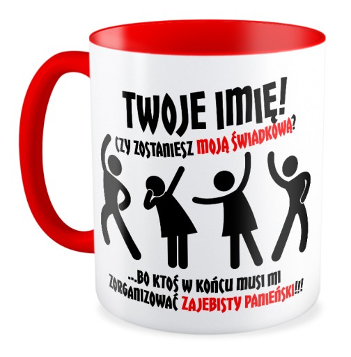 KUBEK czerwony ZAPROSZENIE DLA ŚWIADKÓW ŚWIADKOWEJ