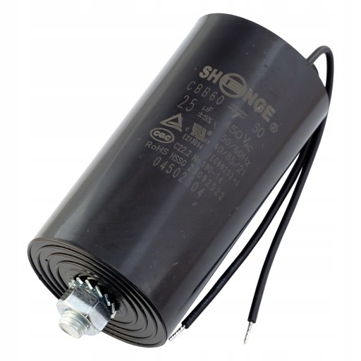 Kondensator silnikowy 25uF 450VAC CBB60 rozruchowy (5006)