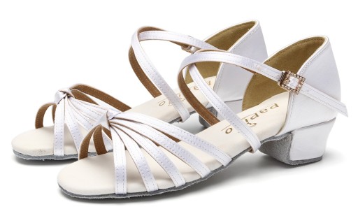 BUTY DO TAŃCA TANECZNE DLA DZIECI 3cm BIAŁE SATYNA