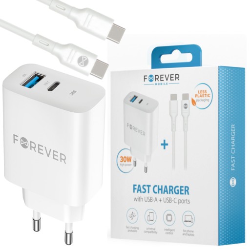 ŁADOWARKA SIECIOWA DO SZYBKA ZASILACZ KOSTKA USB-C 30W + KABEL Typ C 60W