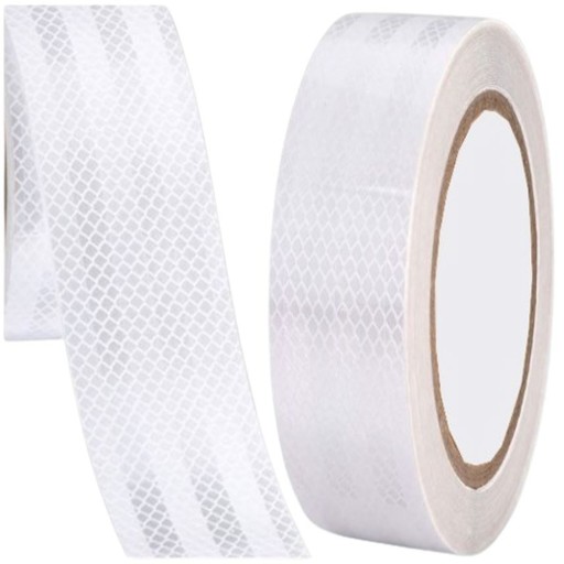 TAŚMA ODBLASKOWA BIAŁA SAMOPRZYLEPNA plaster miodu folia odblask 50mm 5m