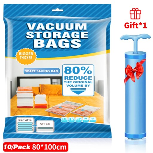 Vacuum Bag Storage Bag,Home Organizer With Free Pump,Foldable Clothes