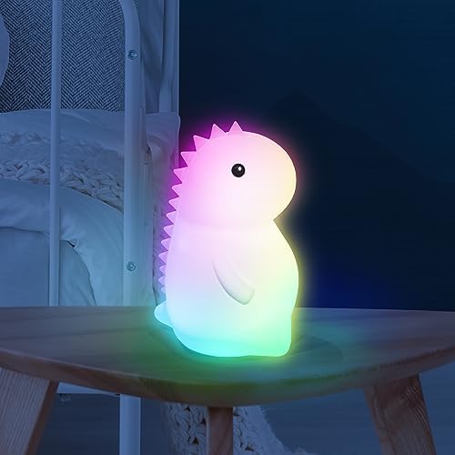 LAMPKA NOCNA DLA DZIECI LED USB SILIKONOWA DOTYKOWA DINOZAUR SQUISHY
