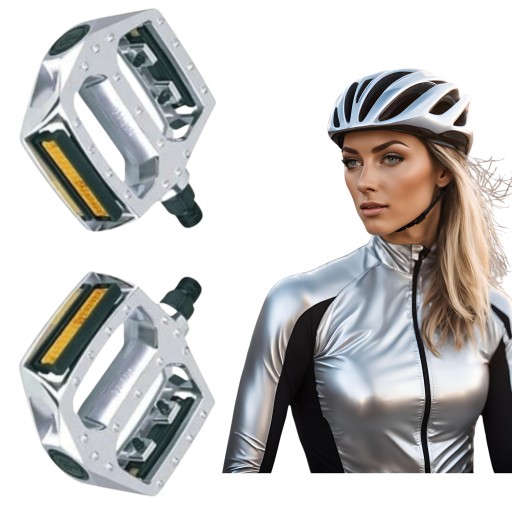 Pedały MTB BMX aluminiowe 1/2'' srebrne łożyska odblaski FEIMIN FP965