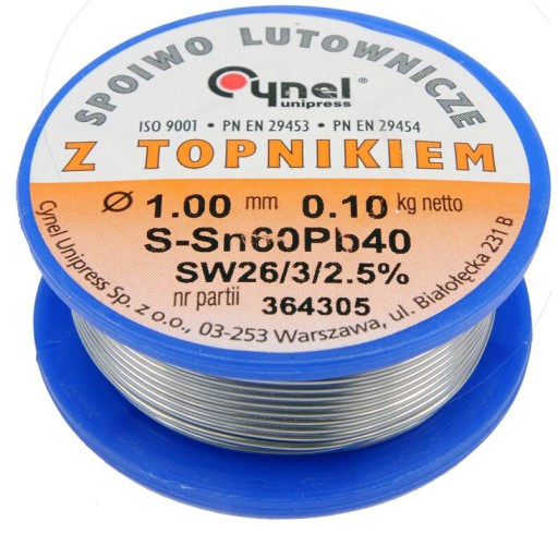 CYNEL - CYNA SPOIWO LUTOWNICZE Z TOPNIKIEM - 1,0 mm 100 g