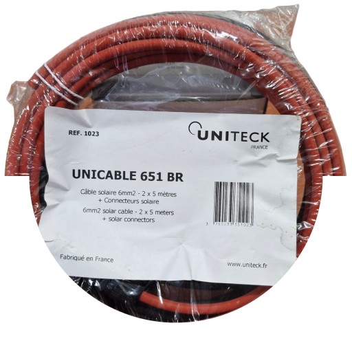 Przewody solarne z końcówkami 2 x 5 metrów UNICABLE 651 BR