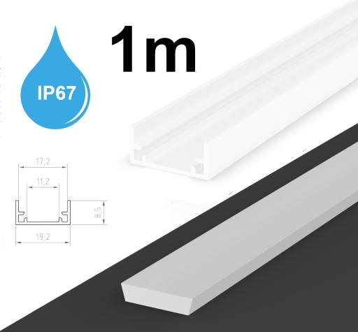 PROFIL LED WODOODPORNY IP67 P11-1 BIAŁY + KLOSZ