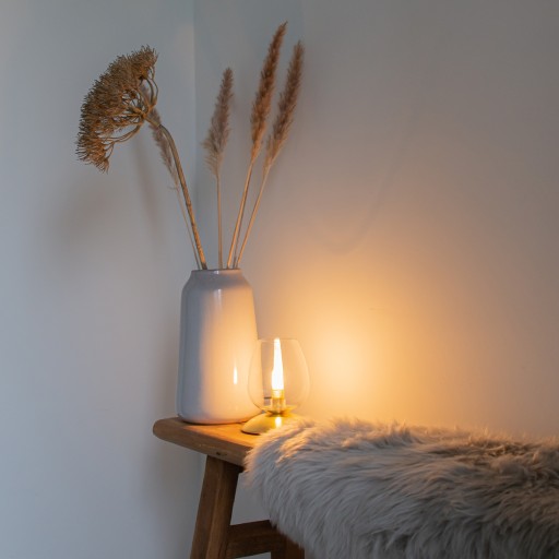 Klasyczna lampa stołowa złota ze szkłem - Elien