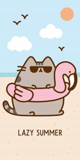 PUSHEEN RĘCZNIK KĄPIELOWY PLAŻOWY 70X140cm KOTEK LAZY SUMMER