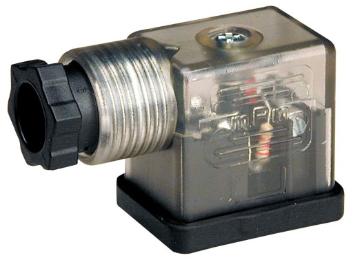 Wtyk elektrozaworu mały DIN 43650B z LED